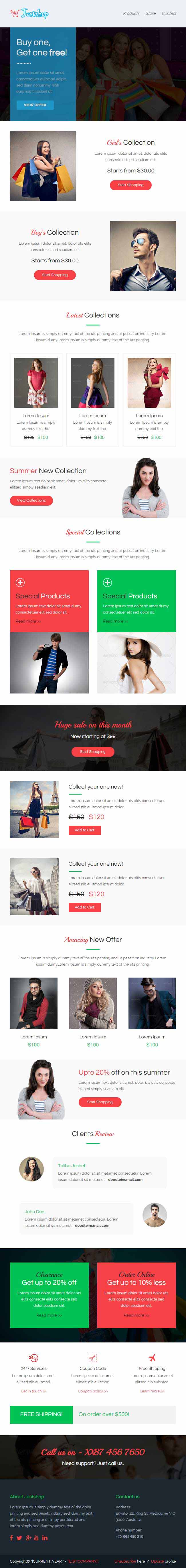 Justshop professional responsive email template